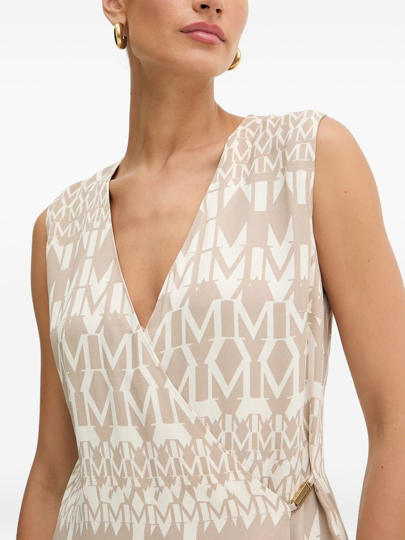 monogram V-neck wrap blouse 4