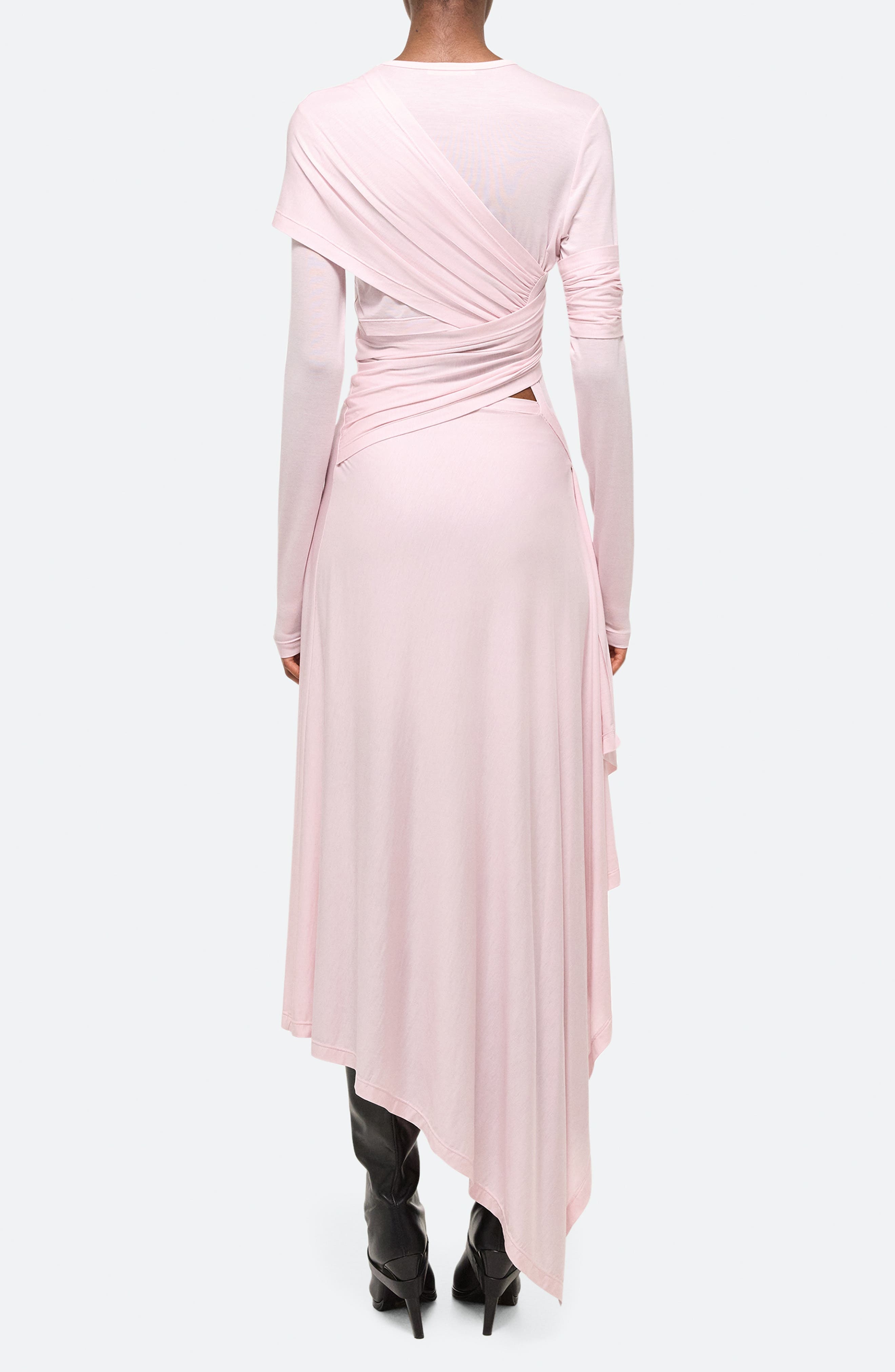 Helmut Lang Protection Draped Asymmetric Long Sleeve Dress in Dusty Pink at Nordstrom - 2