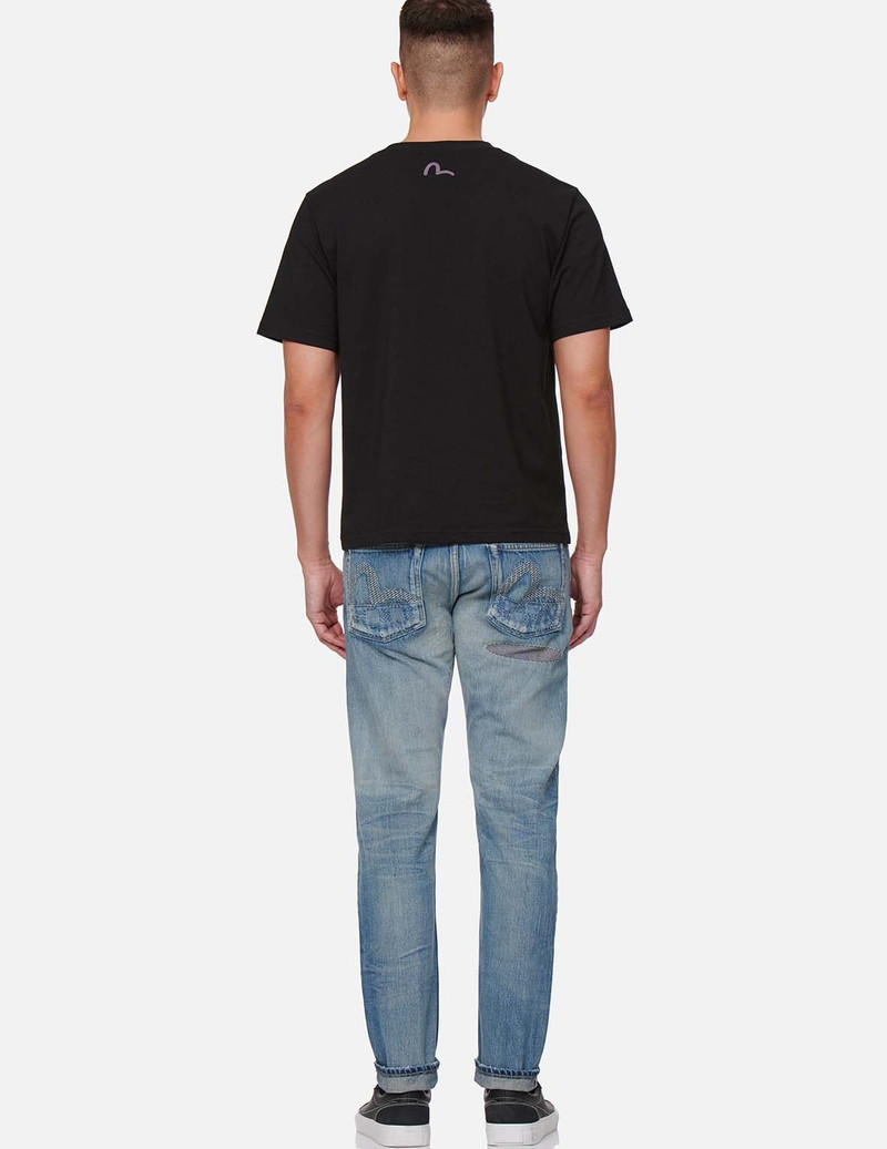 EVISU REVERSE DENIM PATCH CARROT FIT JEANS #2017 outlook