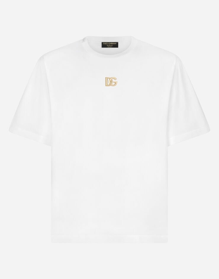 Cotton T-shirt with metallic DG logo - 3