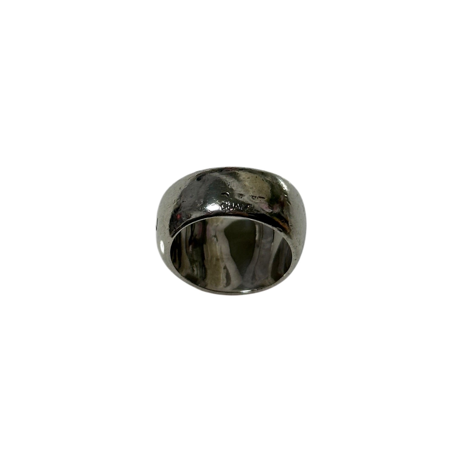 CHANEL Vintage Alphabet Logo Wide Ring - 3