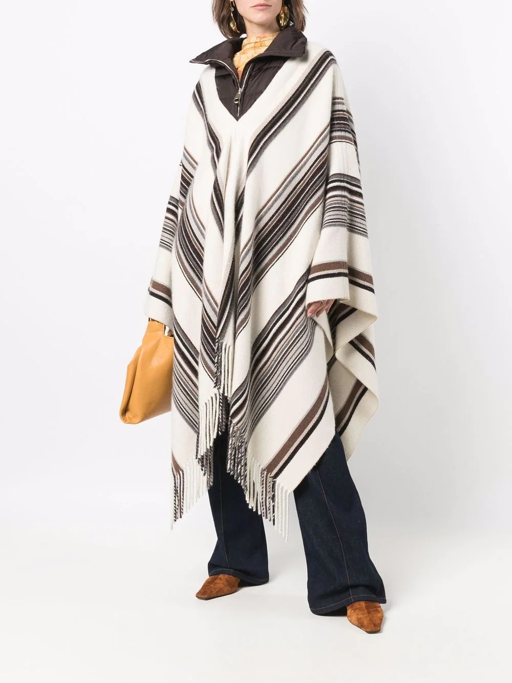 striped padded poncho - 2