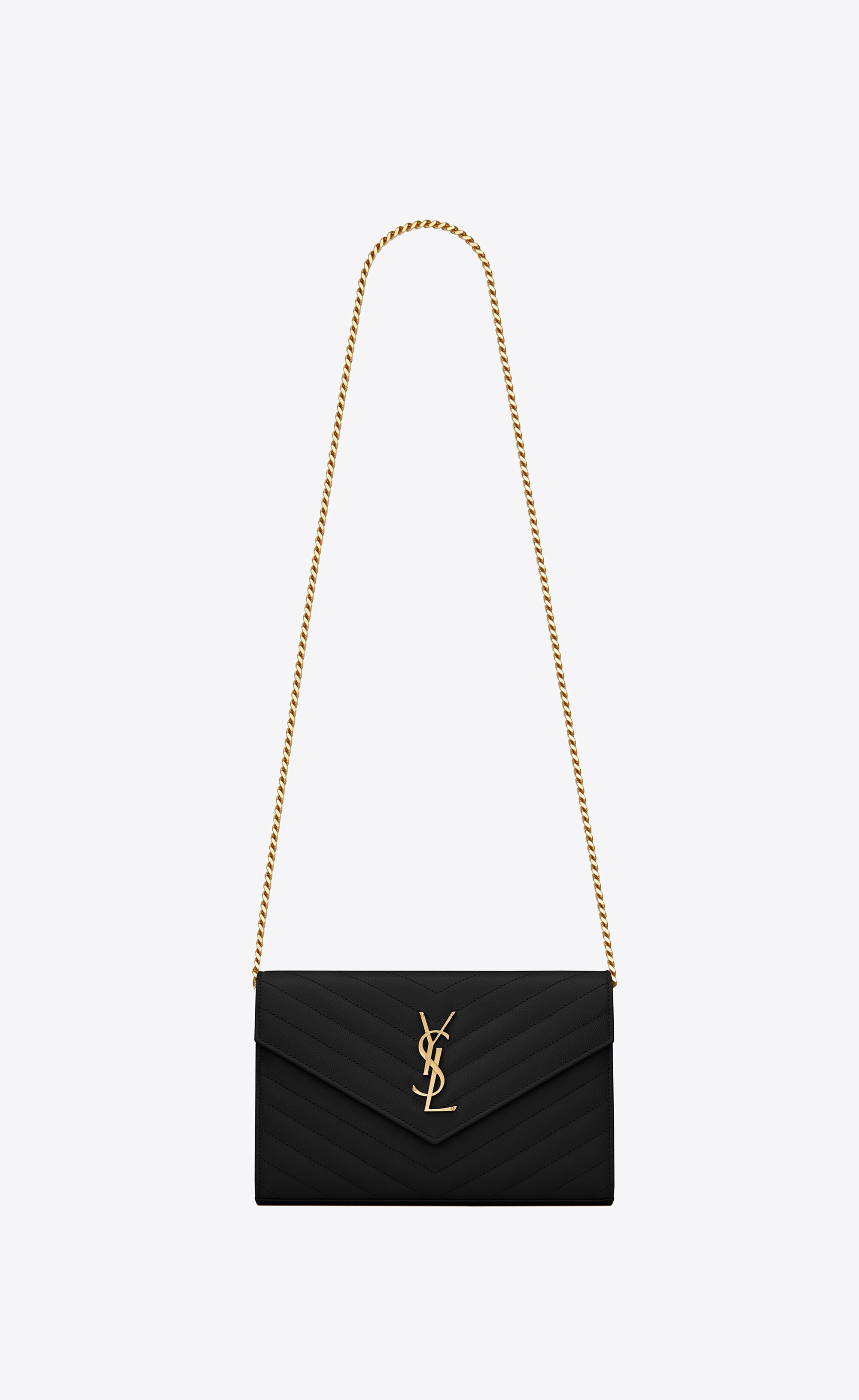 cassandre saint laurent matelassé chain wallet in grain de poudre embossed leather - 1