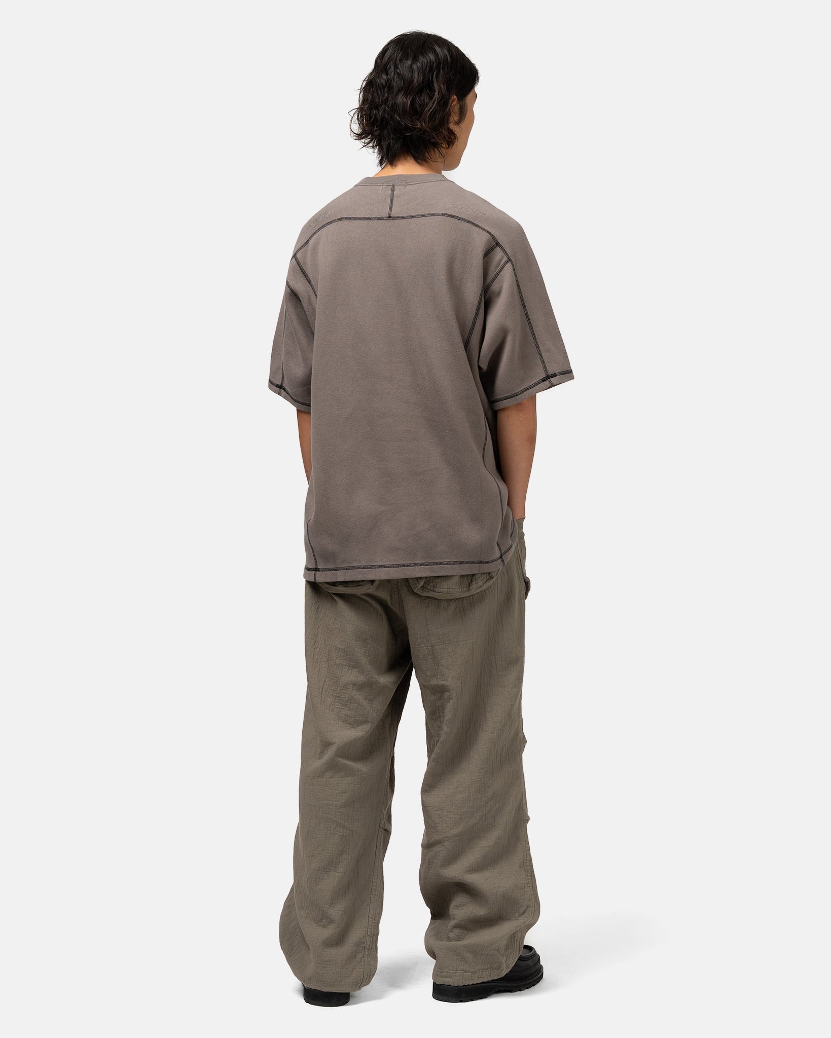 Crew Neck Dbl Knit Short Sleeve Charcoal - 3