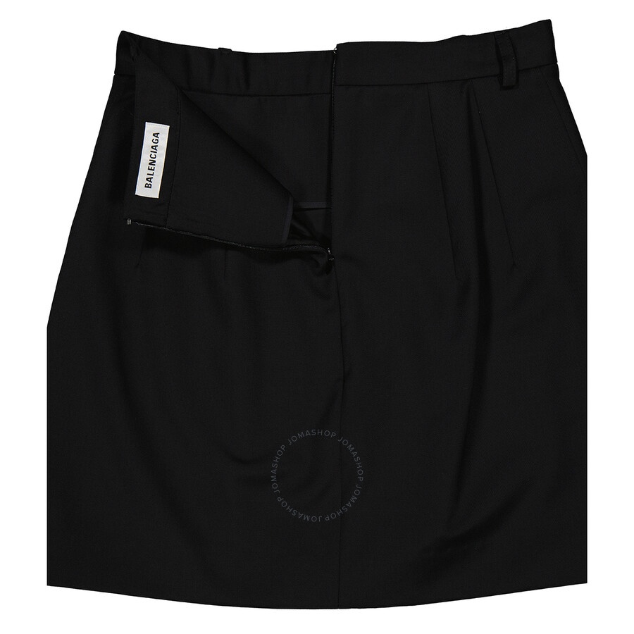Balenciaga Ladies Black Wool Twill Large Mini A-Line Skirt - 7