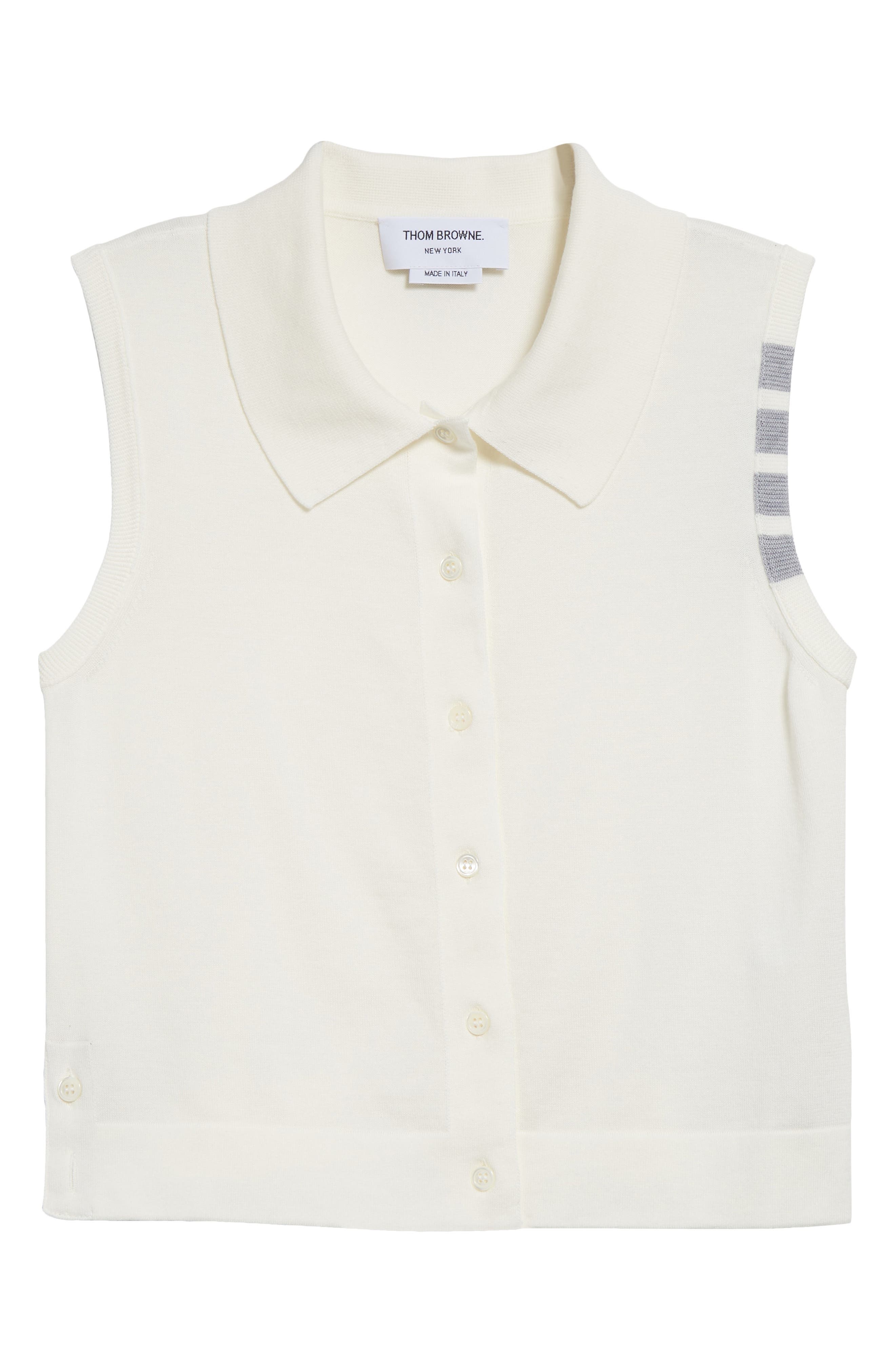 Thom Browne 4-Bar Crop Cotton Polo in White at Nordstrom - 5