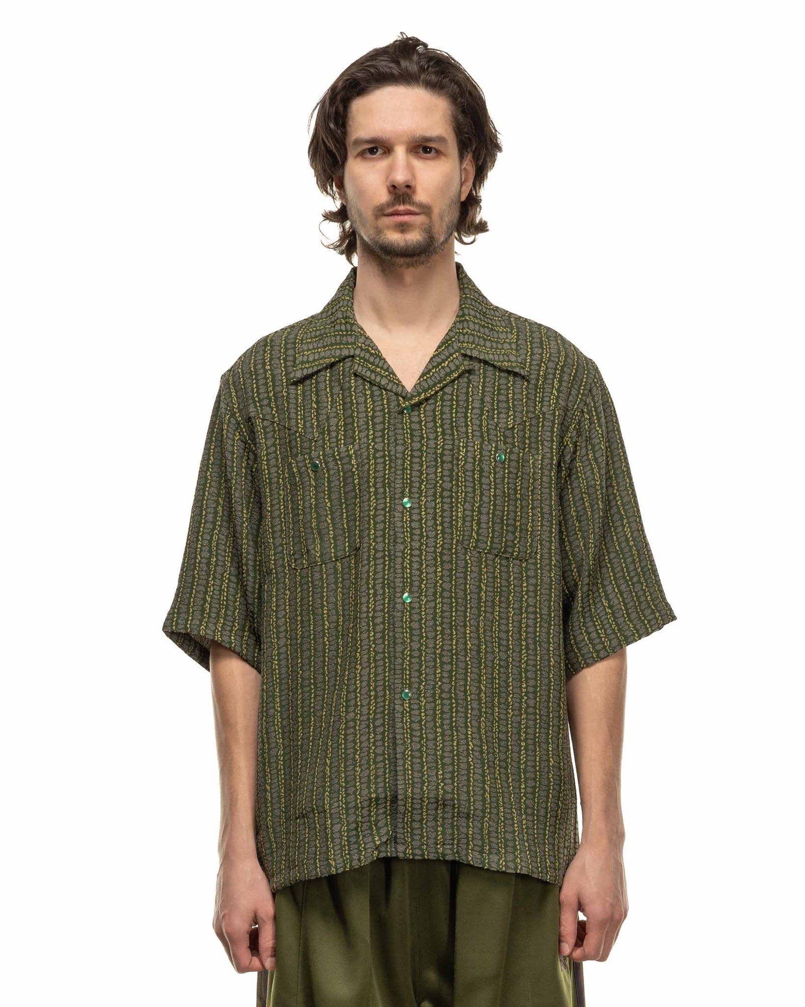 S/S Cowboy One-Up Shirt - R/AC/PE Abstract Stripe Jq. Green - 4