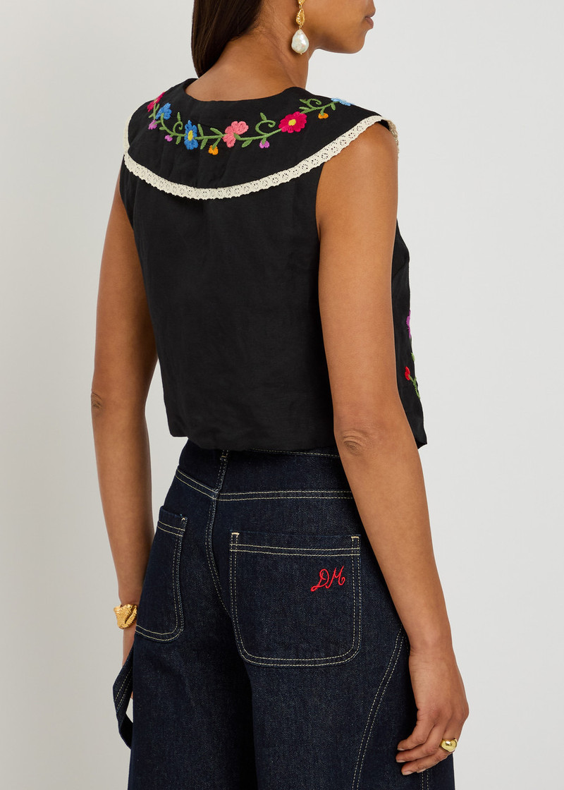 RIXO Rixo Monica Ombre Floral-embroidered Woven top outlook