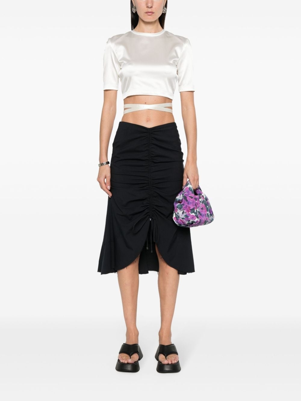 open-back satin T-shirt - 2