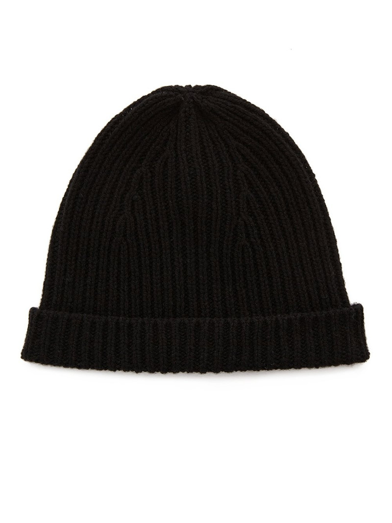 Black Rolled Brim Beanie 1