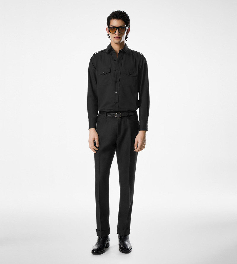 TOM FORD COTTON SILK FAILLE MILITARY SHIRT outlook