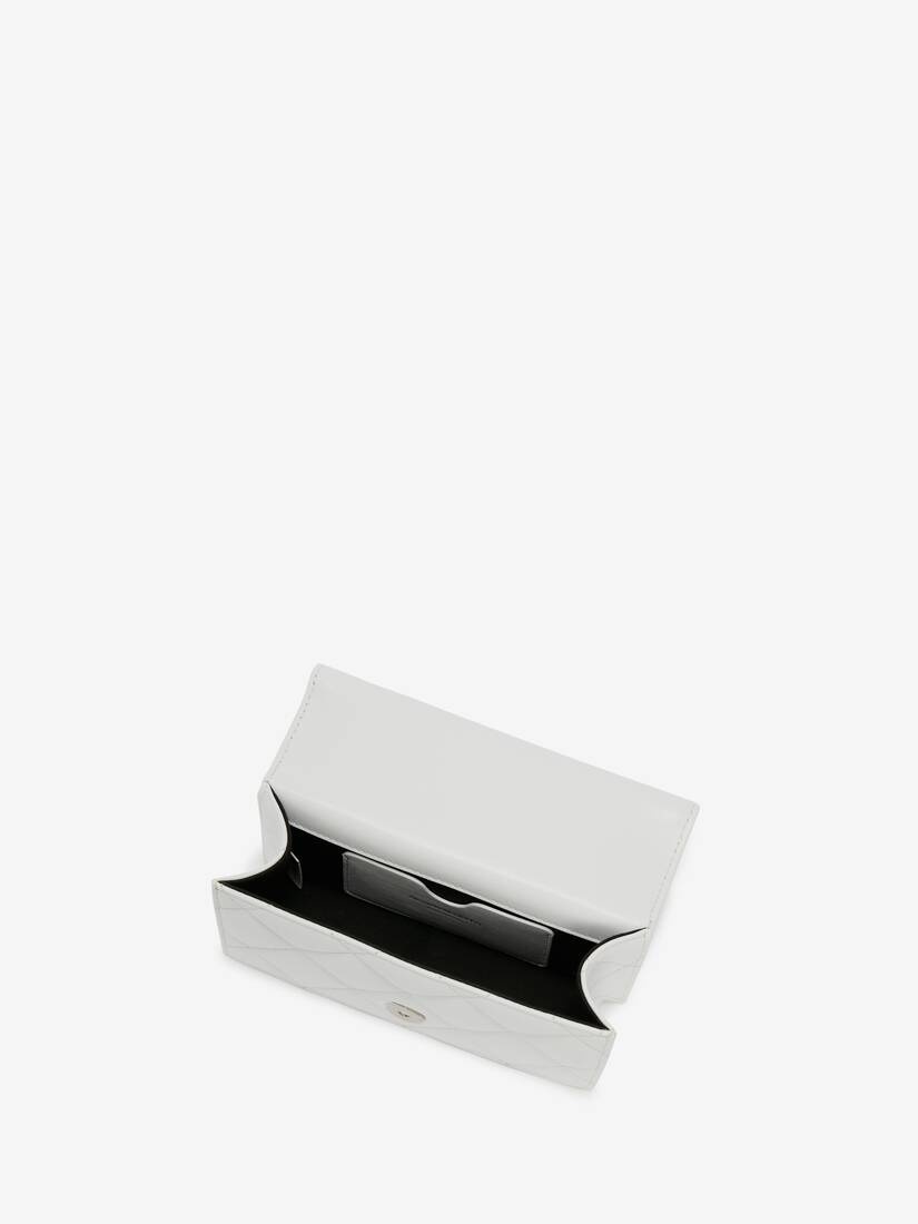 Mini Jewelled Satchel in White/black - 4