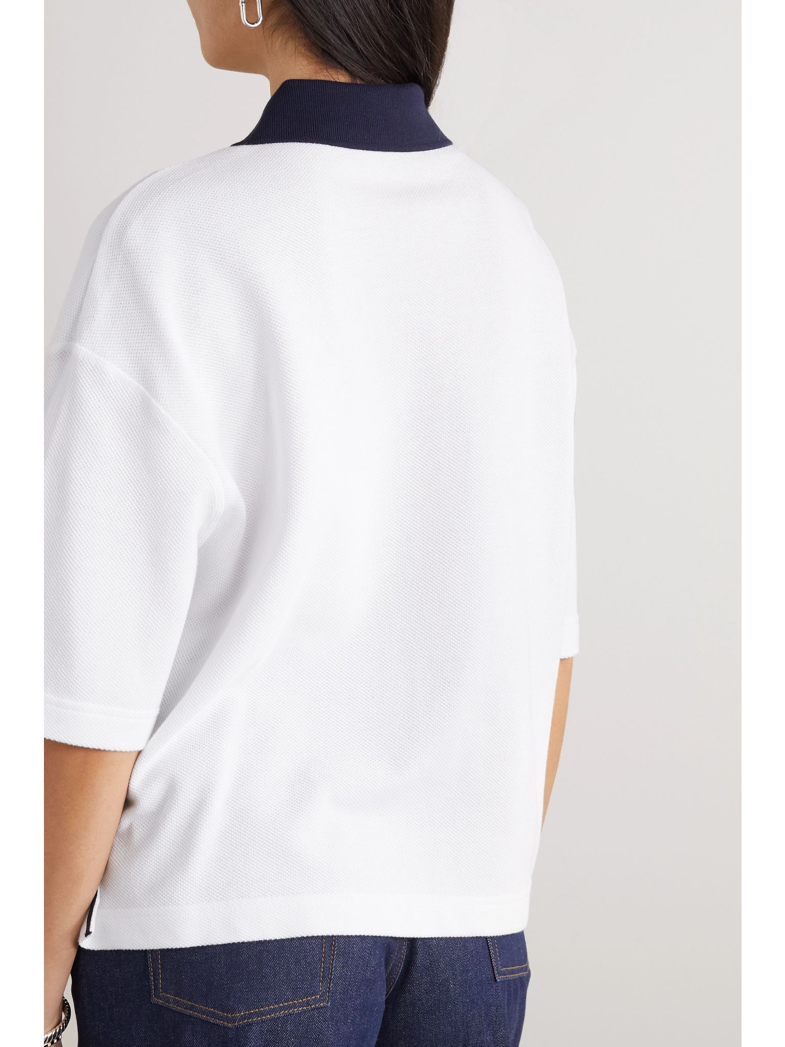 Appliquéd cotton-piqué polo shirt White - 4