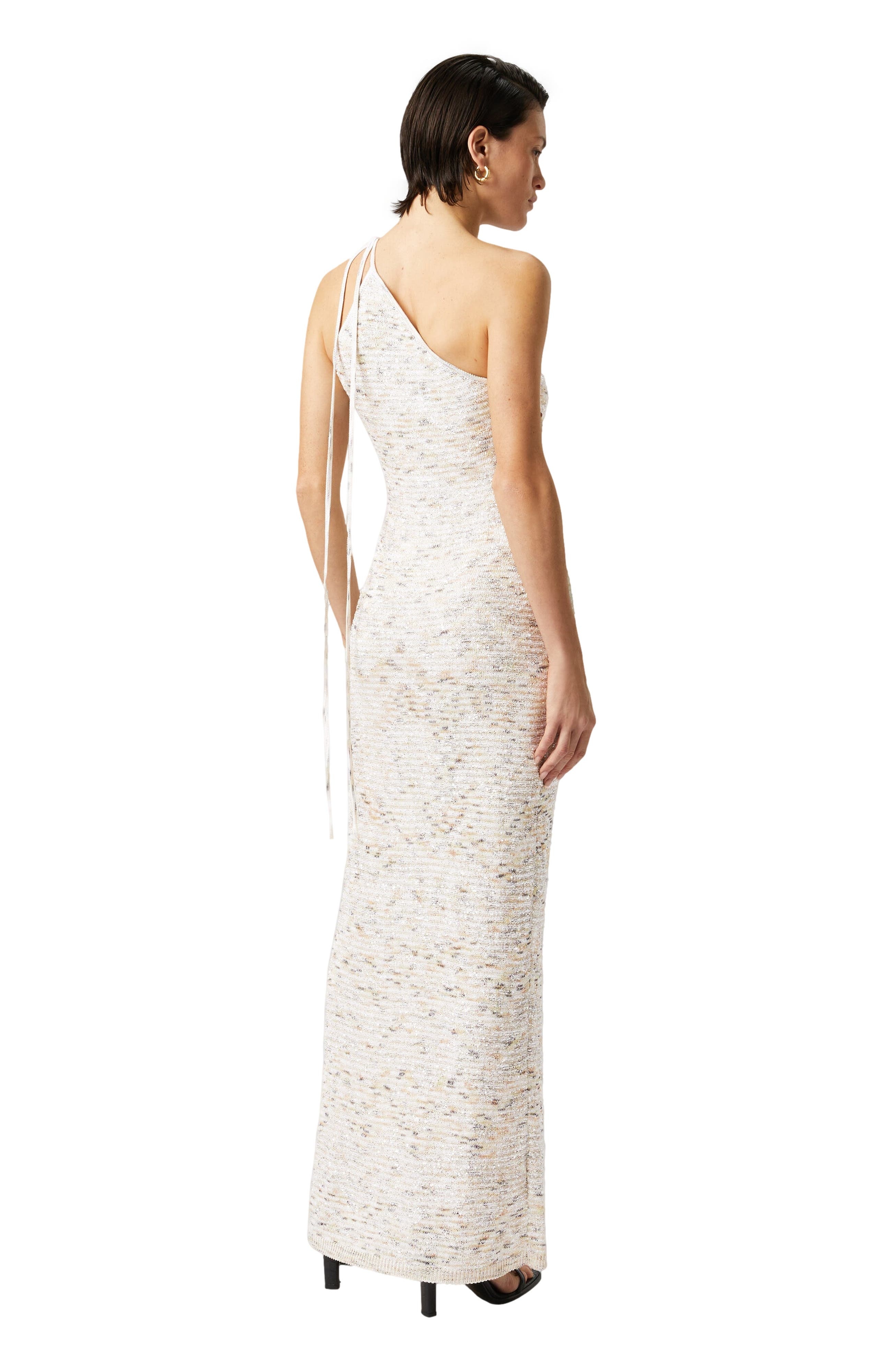 Missoni Long One-shoulder Dress In Slub Knit With Sequins in White & Beige at Nordstrom - 3