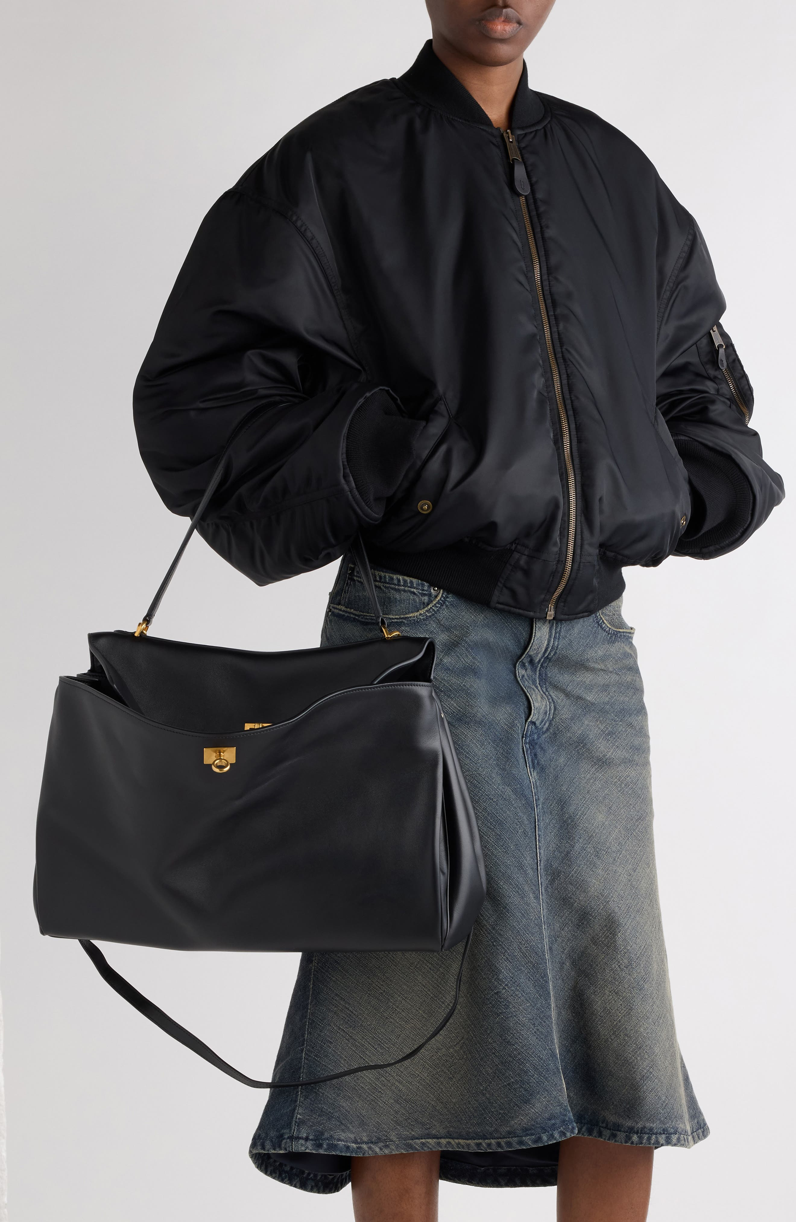 Balenciaga Large Rodeo Leather Shoulder Bag in 1000 Black at Nordstrom - 3