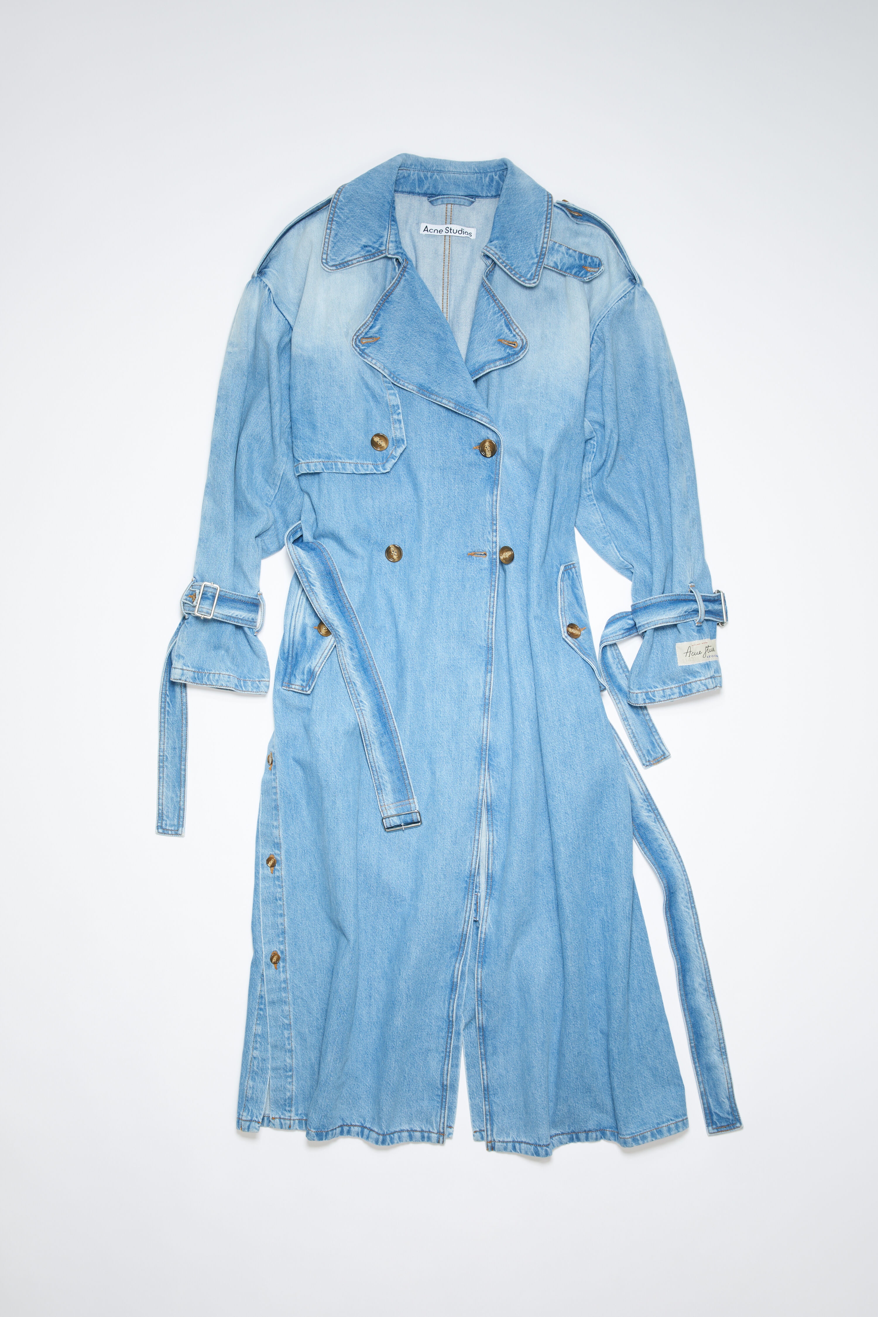 Denim double-breasted trench coat - Light blue - 7