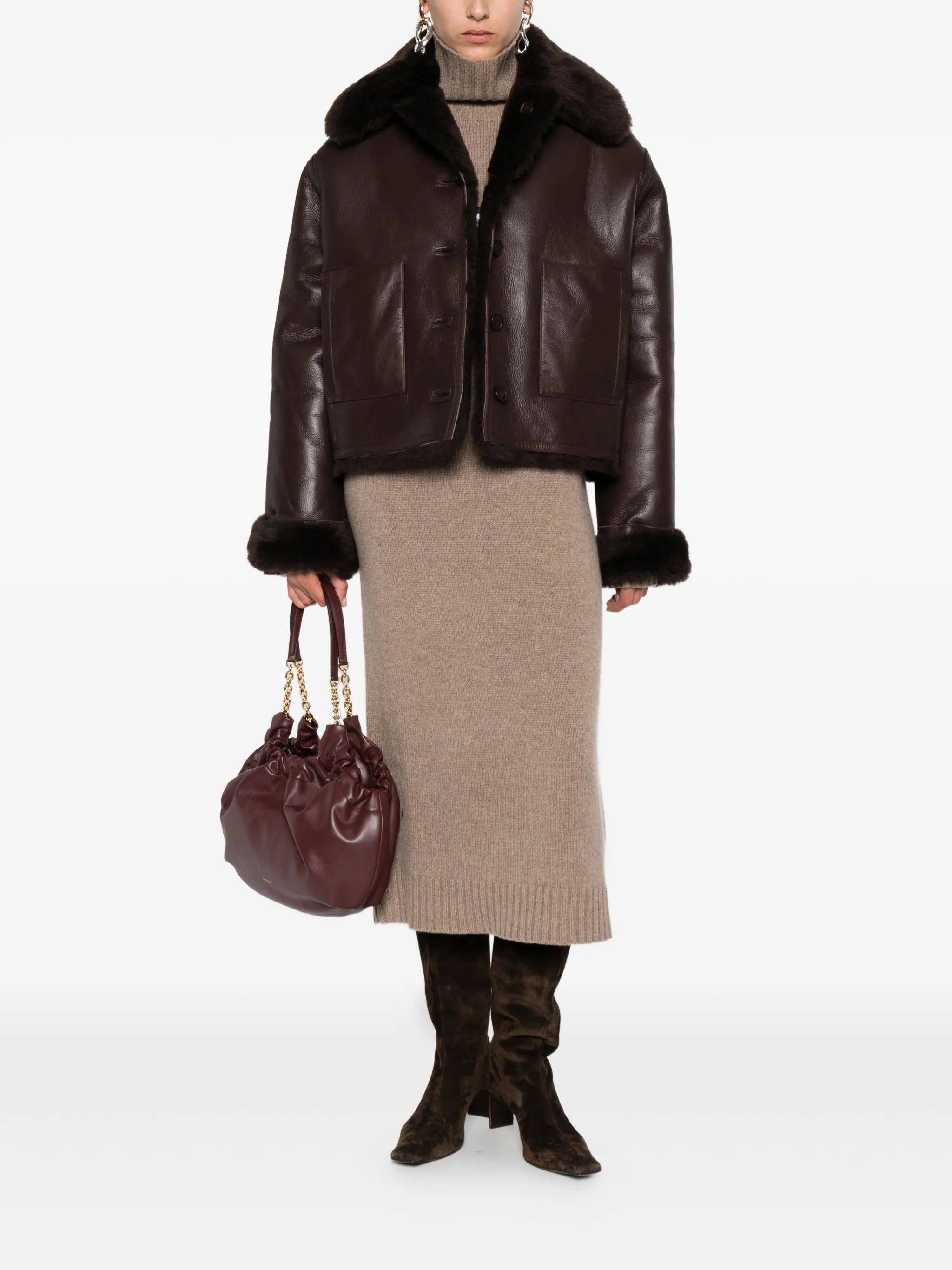 David Koma Fur-trimmed Leather Jacket - 3