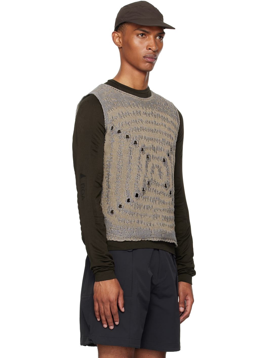 Blue & Beige Vortex Crewneck Vest - 2