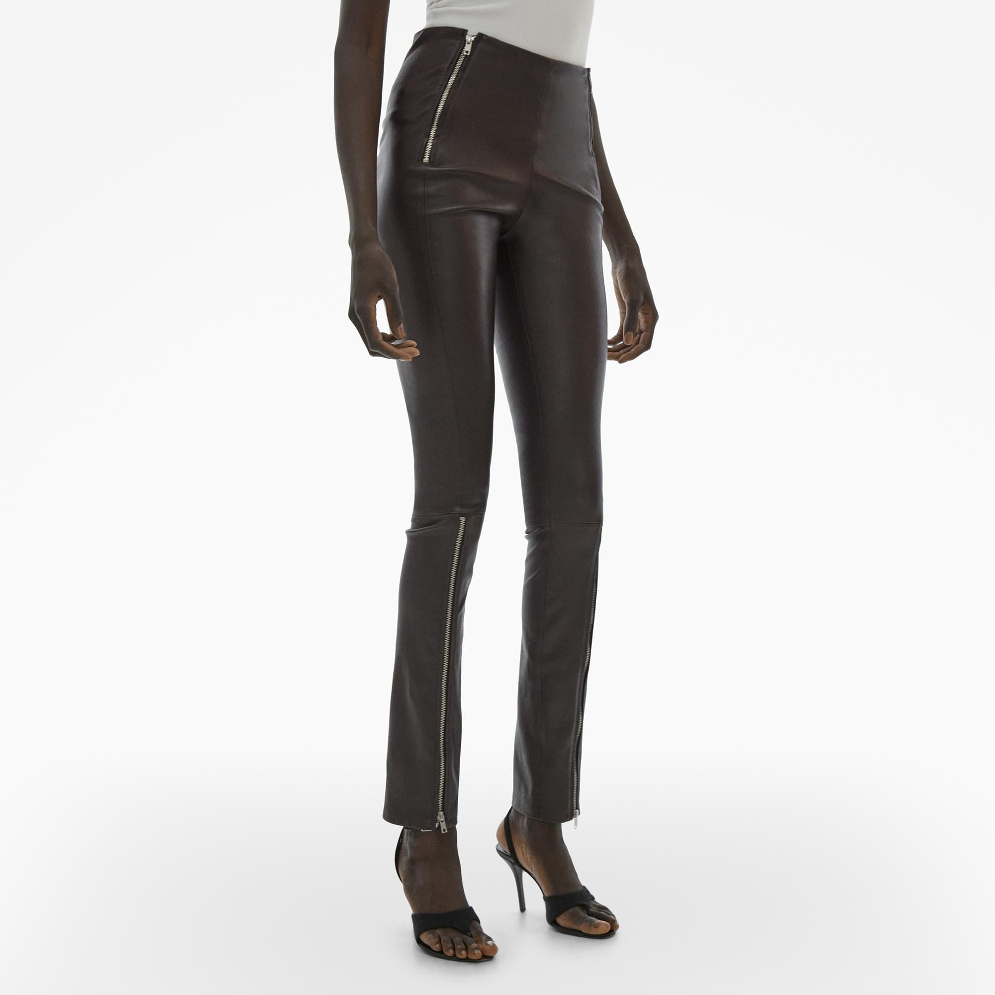 LEATHER ZIP SKINNY PANT - 5