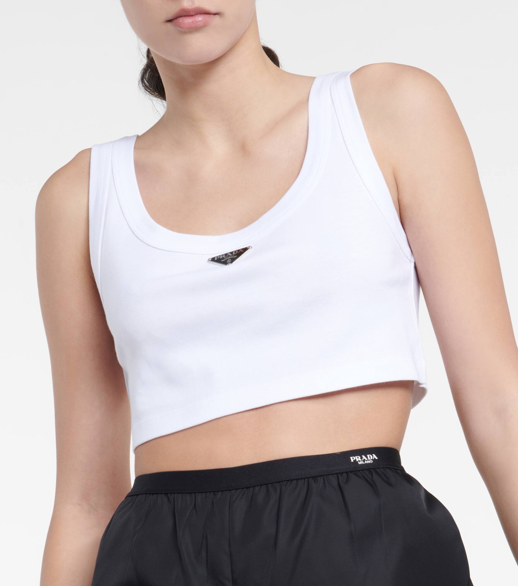 Logo cotton jersey crop top - 4