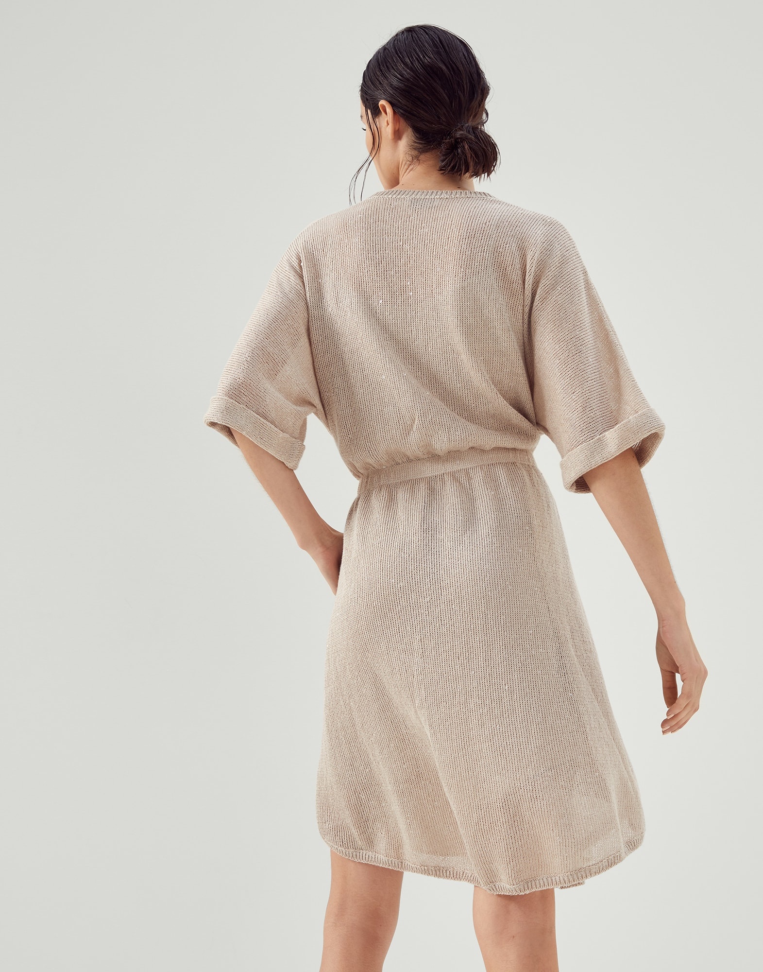 Linen and silk diamond yarn knit dress - 2