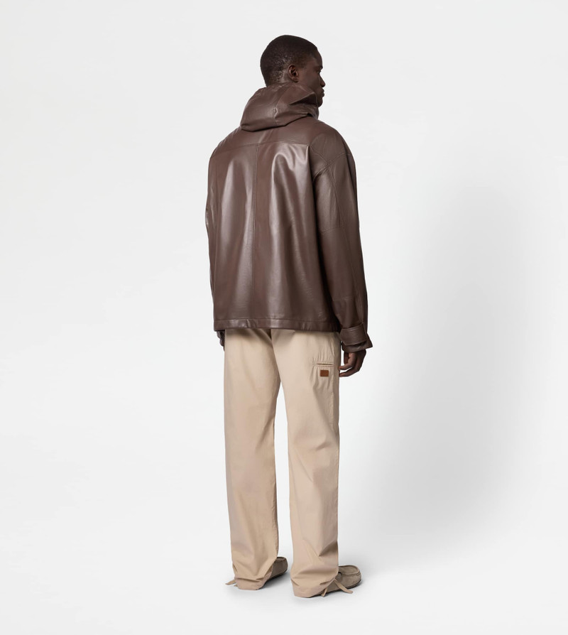 COMFORT FIT FIELD JACKET IN NAPPA LEATHER - BROWN 3
