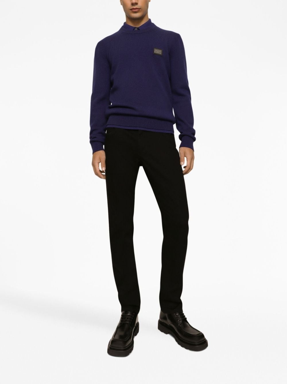 logo-plaque wool jumper - 3