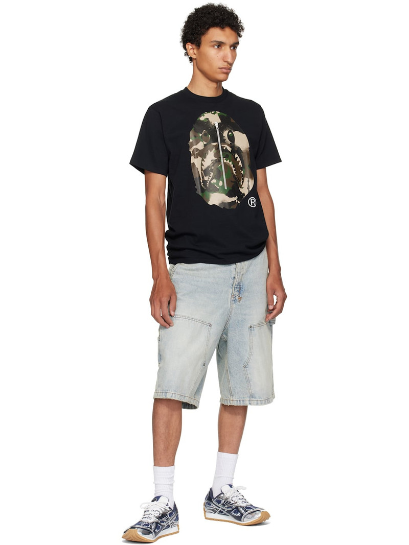 A BATHING APE® Black Map Camo Ape Head Shark T-shirt outlook