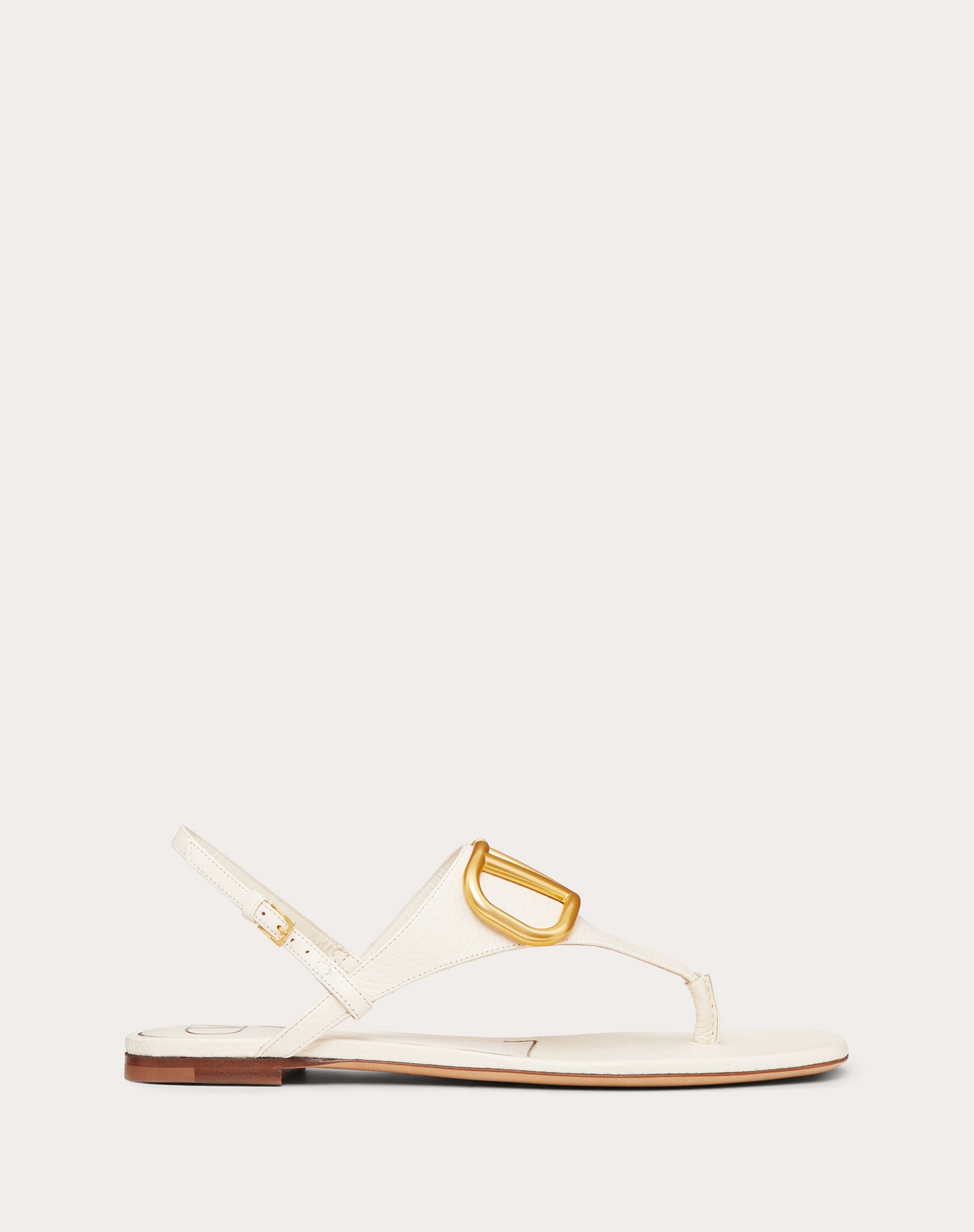 VLOGO SIGNATURE FLAT THONG SANDAL IN GRAINY CALFSKIN - 1