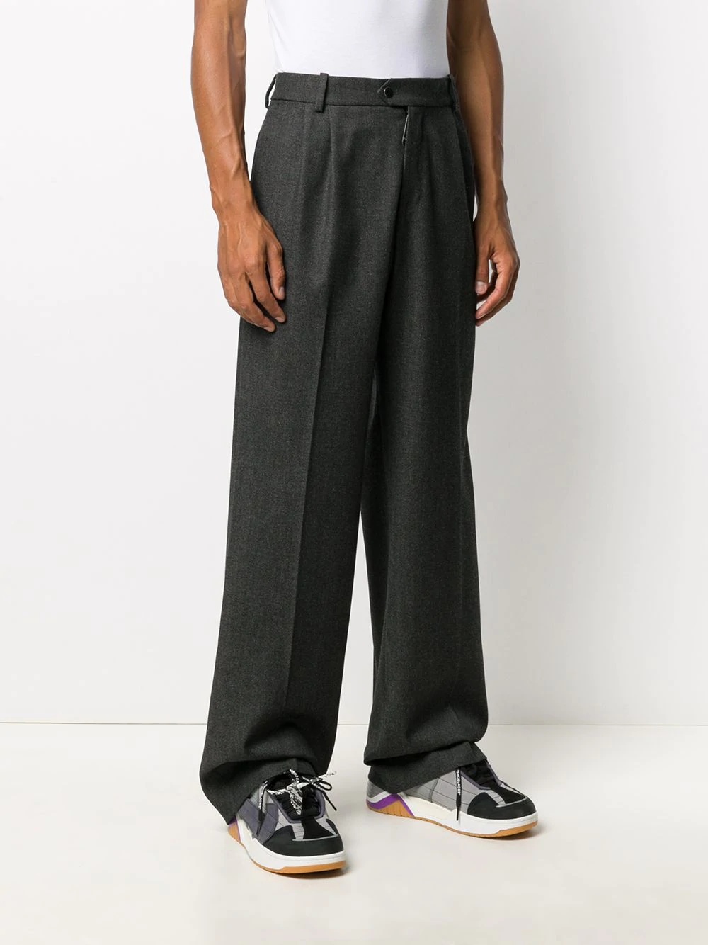 twill pleated tailored trousers - 3