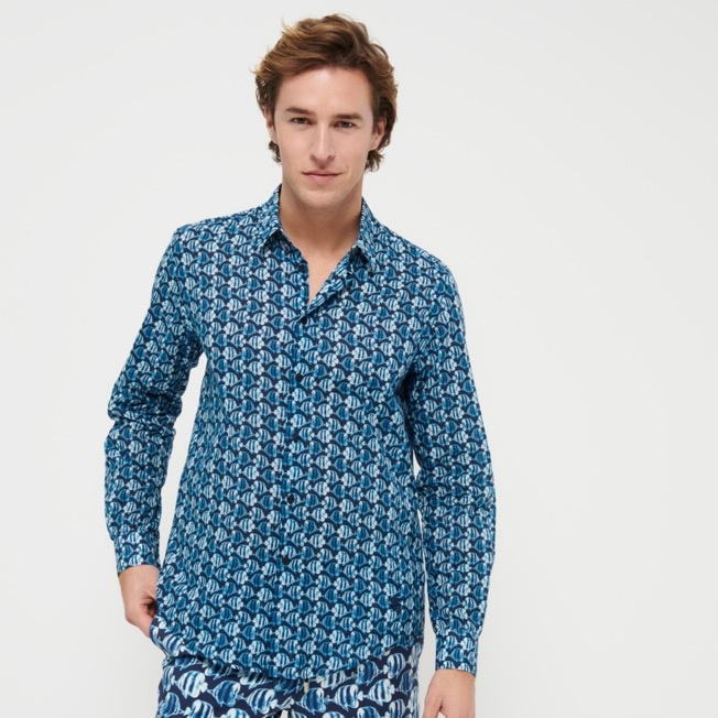 Unisex Cotton Voile Summer Shirt Batik Fishes - 3