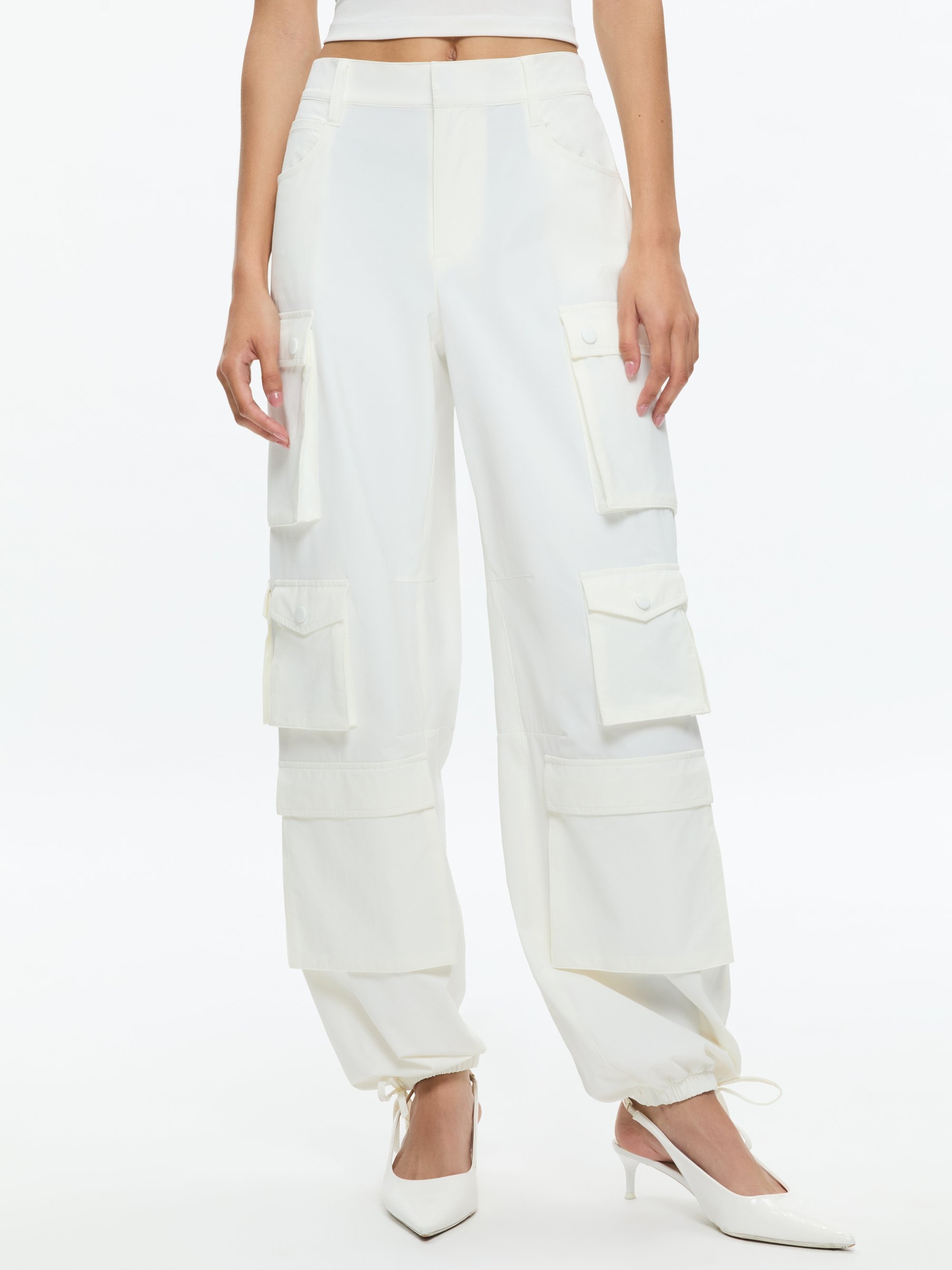 OLYMPIA HIGH RISE ANKLE TIE CARGO PANTS - 1