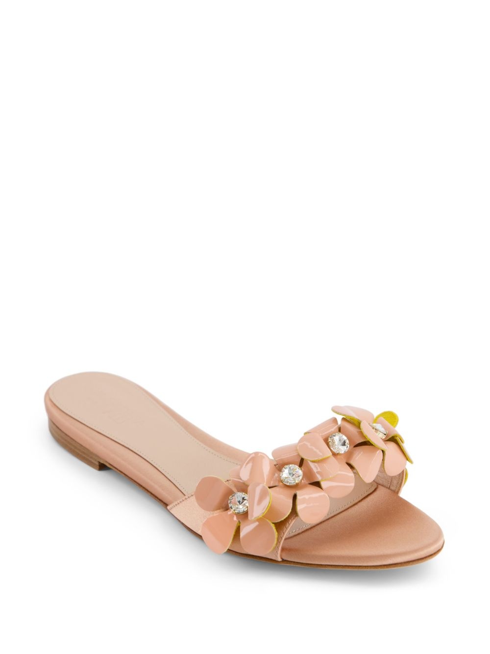 floral-appliqué slides - 2