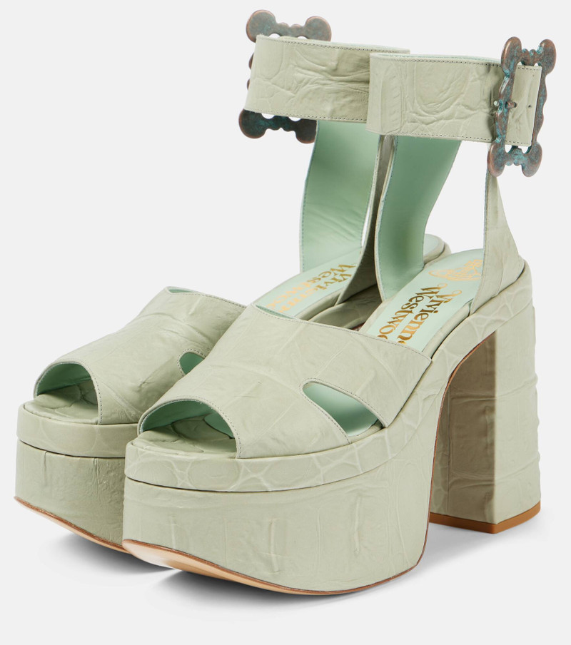 Olde London croc-effect leather platform sandals 5