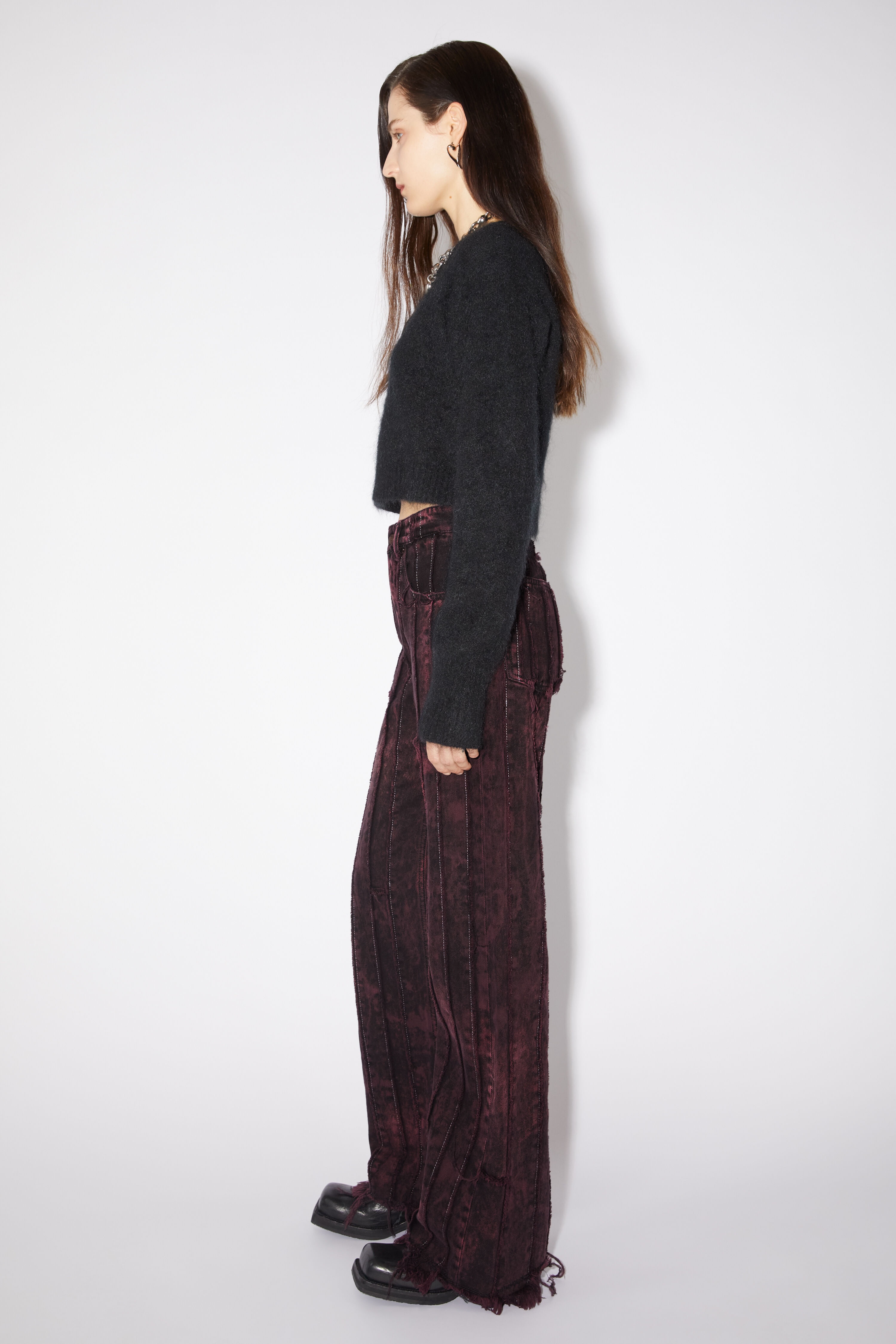 Loose fit jeans - 2021F - Black/wine red - 4