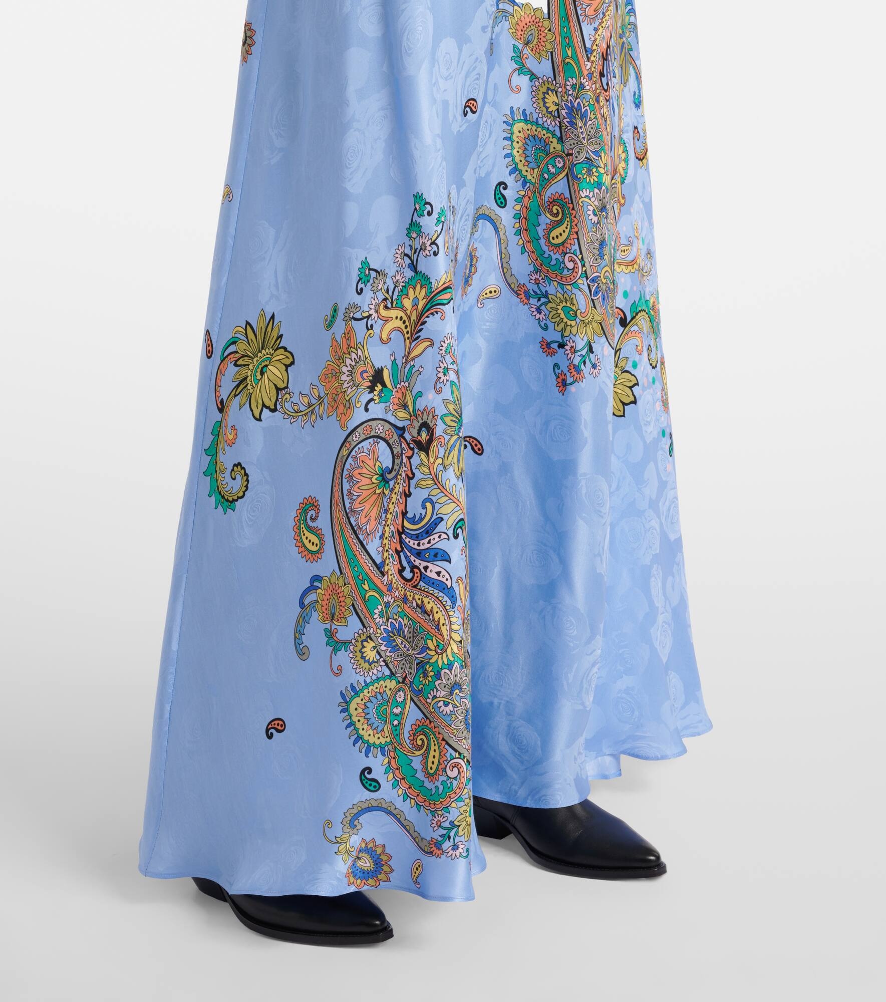 Floral silk crêpe de chine maxi skirt - 5