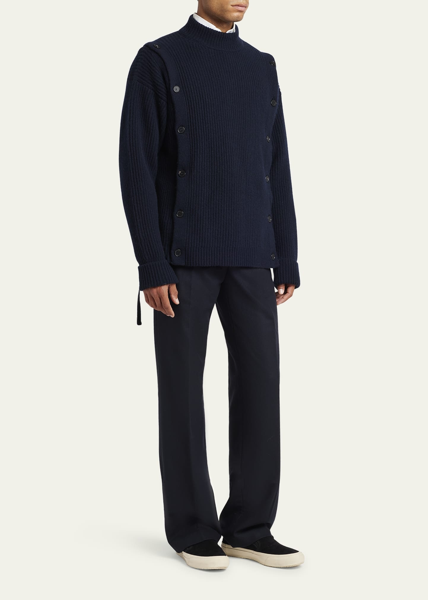 Button Wool Cashmere Sweater - 4