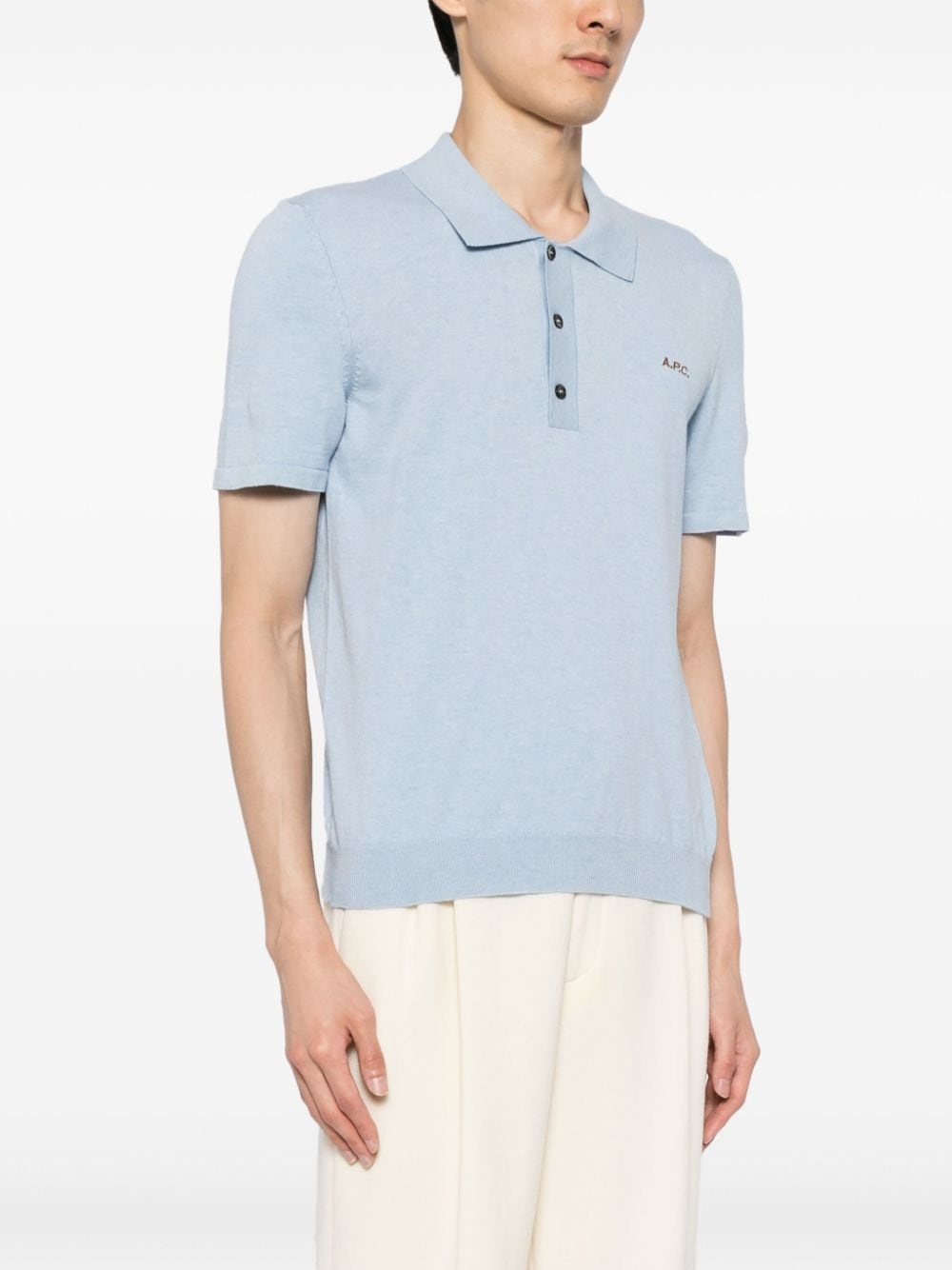 logo-embroidered cotton polo shirt - 3