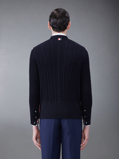 Thom Browne Wool Relaxed V-Neck Cable Cardigan outlook