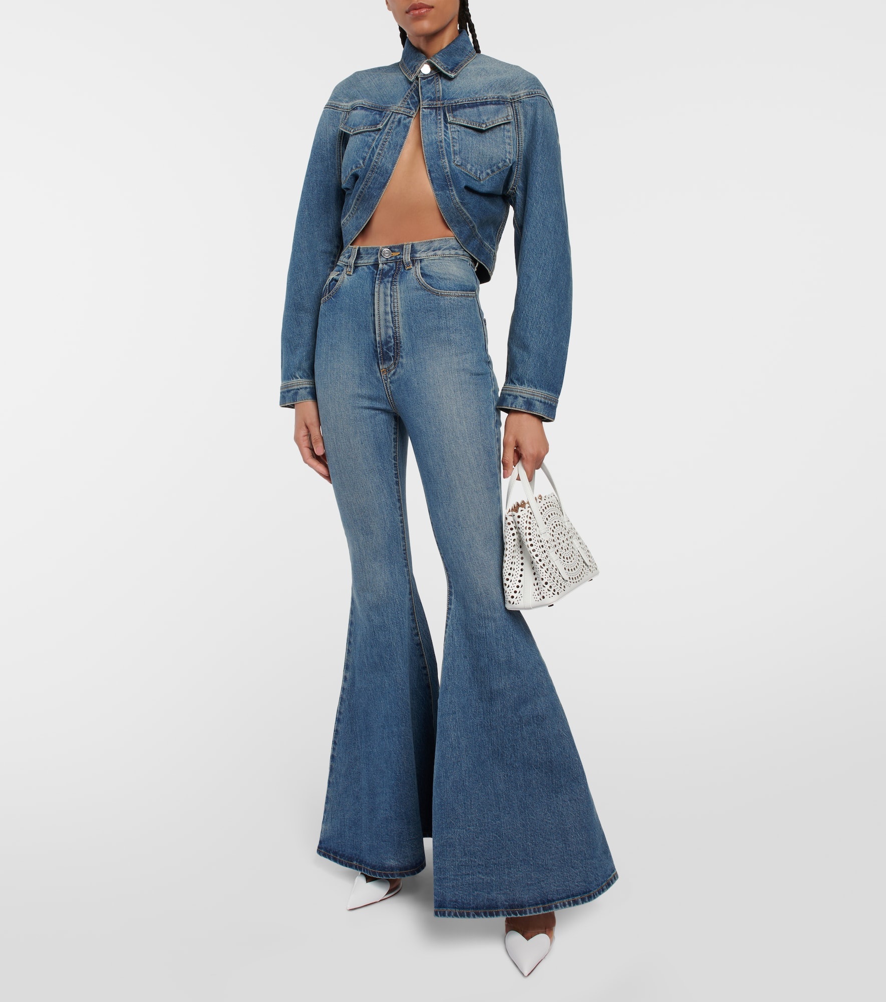 Cropped denim jacket - 2