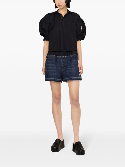sacai contrasting-fabric cotton shorts outlook