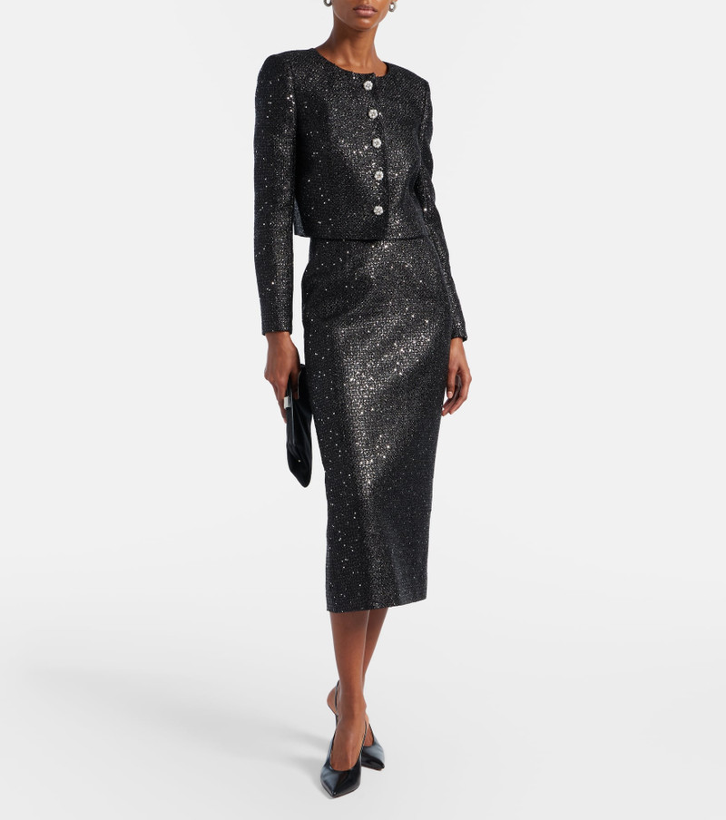CAROLINA HERRERA Sequined cropped lamé tweed jacket outlook