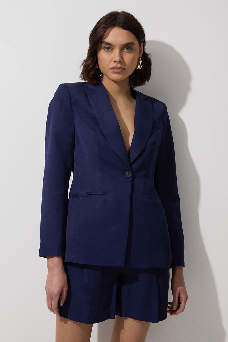 Tailored Viscose Linen Single Breasted Blazer Jacket 1