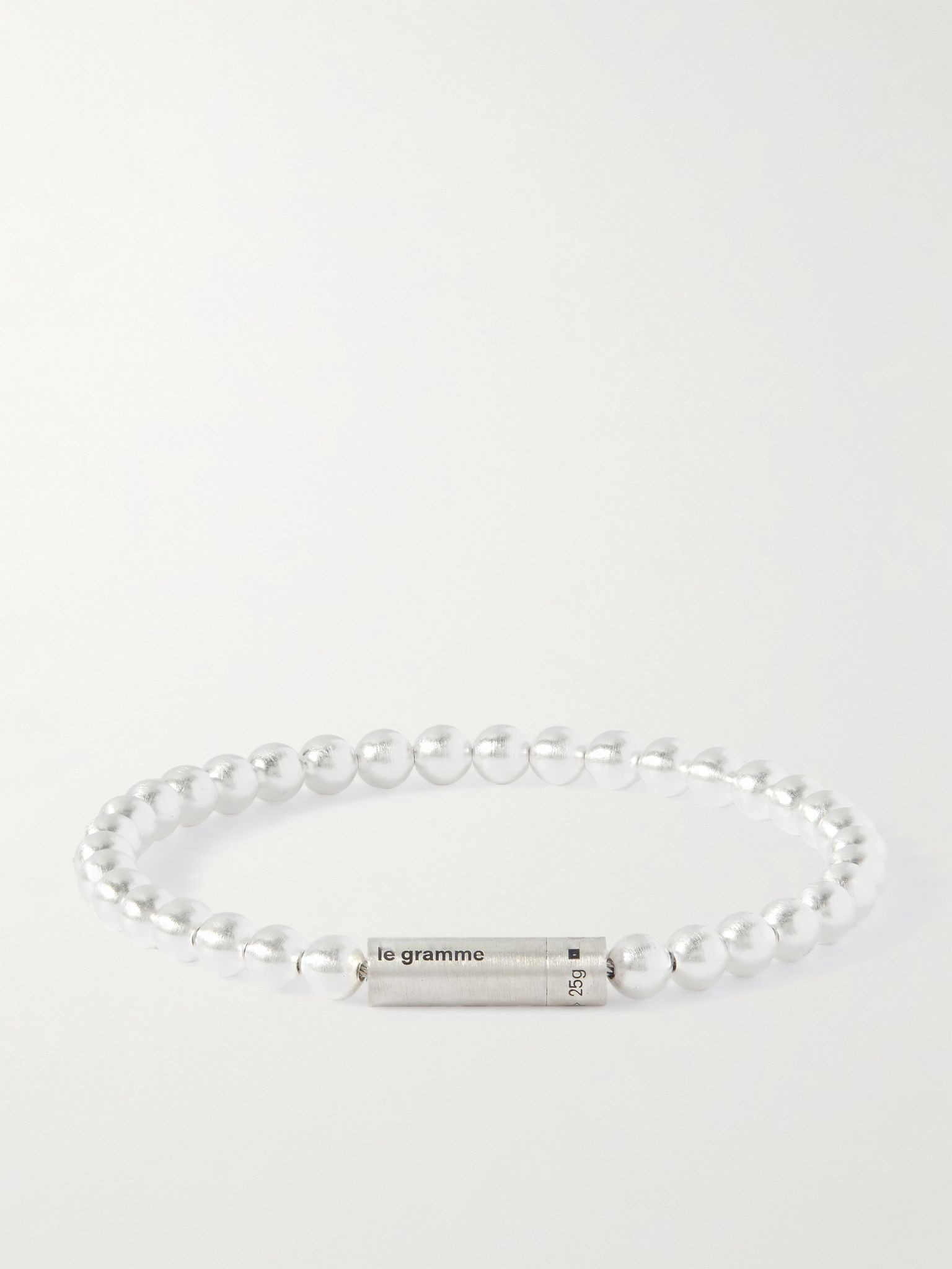 11g Recycled Sterling Silver Beaded Bracelet Silver - 1