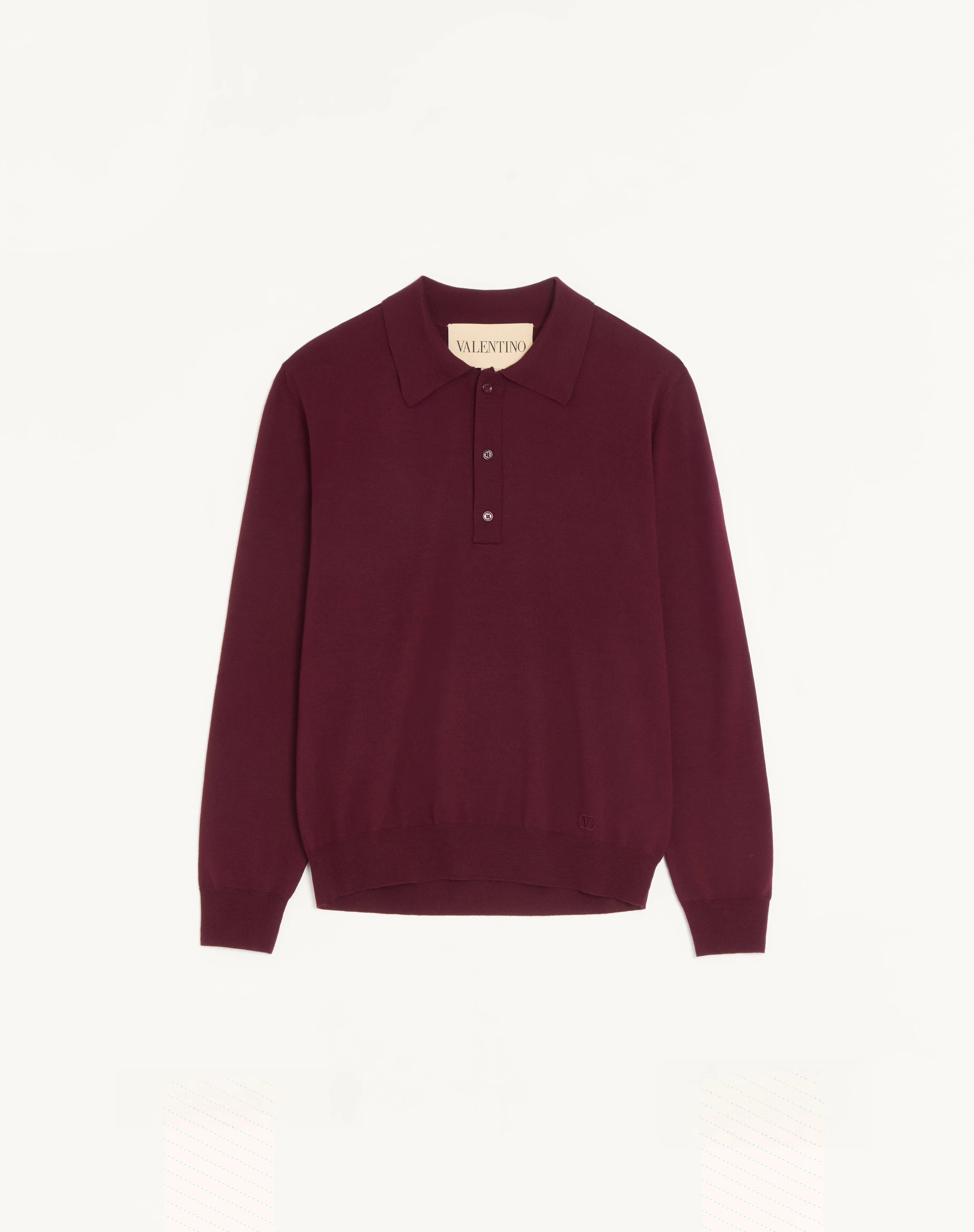 VALENTINO WOOL POLO WITH VLOGO EMBROIDERY - 1