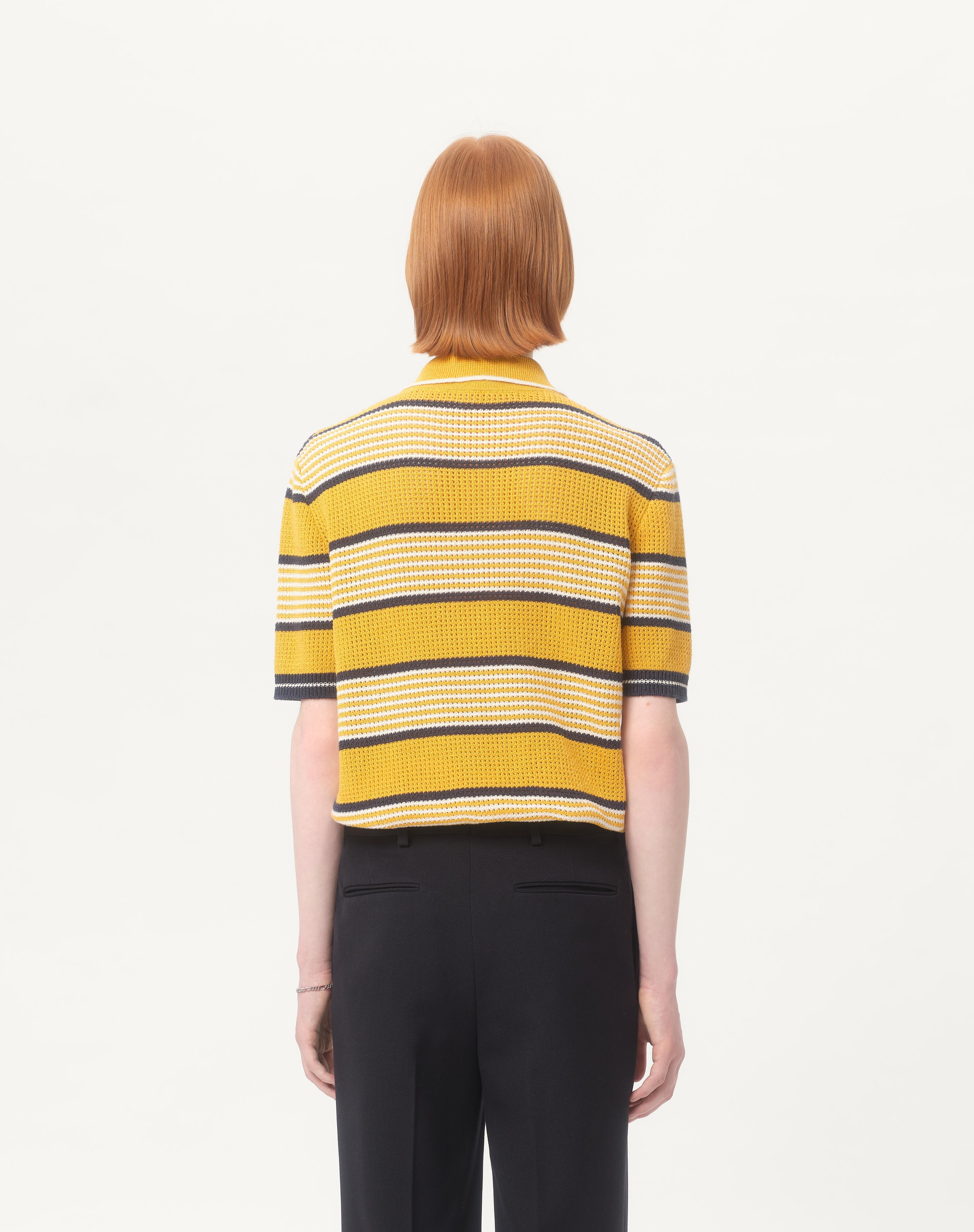 LONG-SLEEVED LINEN AND COTTON POLO SHIRT WITH VG PATCH - 6