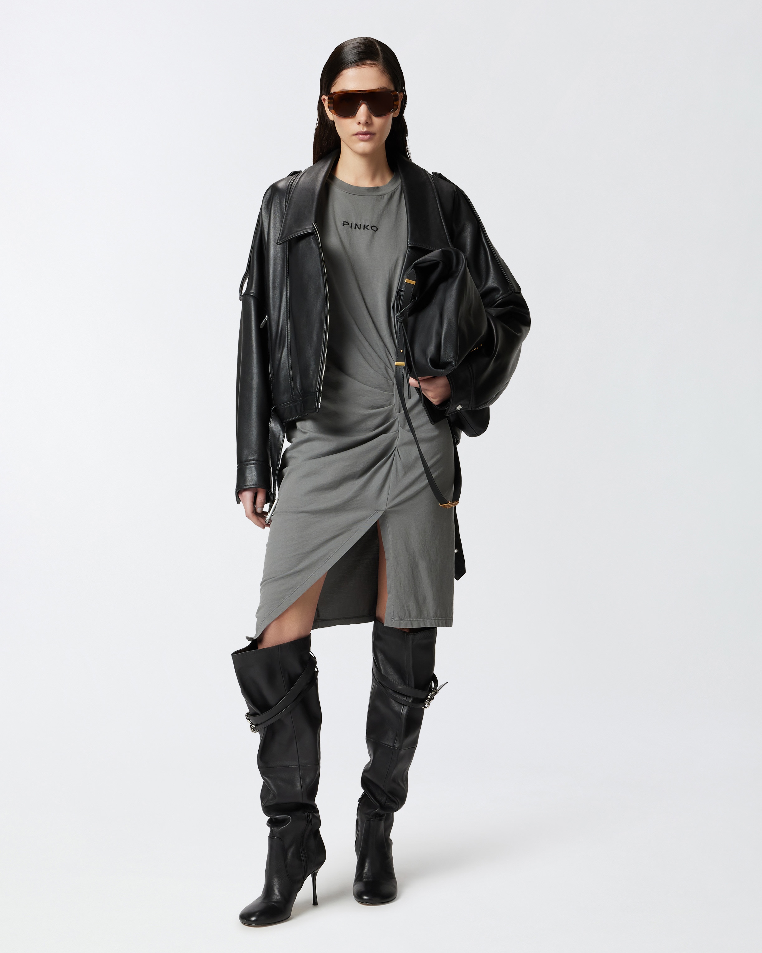 KNITTED MIDI DRESS WITH PADDED SHOULDERS - 3