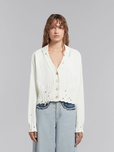 Marni WHITE DISHEVELLED COTTON CROPPED CARDIGAN outlook
