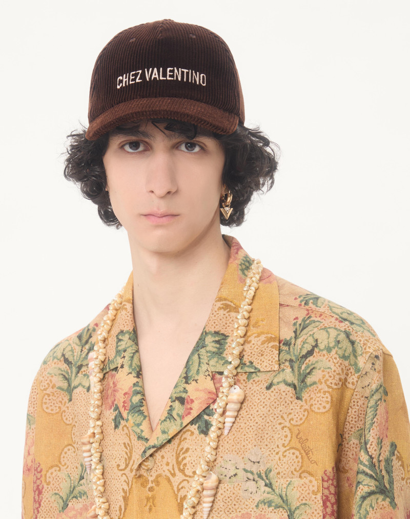 Valentino CHEZ VALENTINO VELVET BASEBALL CAP WITH EMBROIDERY outlook