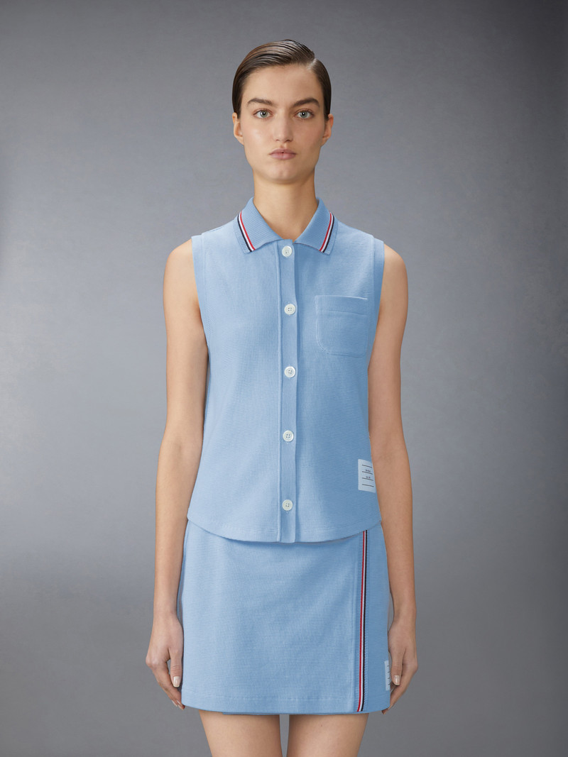 Thom Browne COTTON WAFFLE SLEEVELESS BUTTON SHIRT outlook